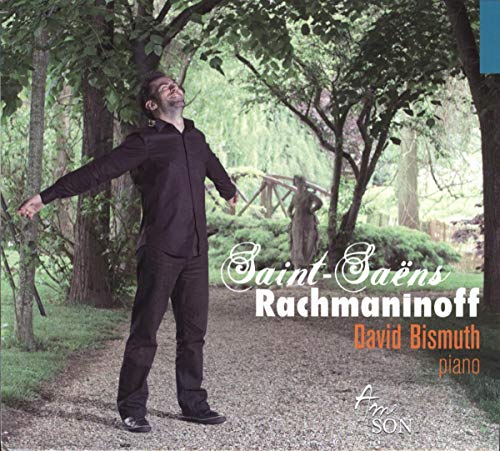 CD cover featuring pianist David Bismuth in a garden setting.