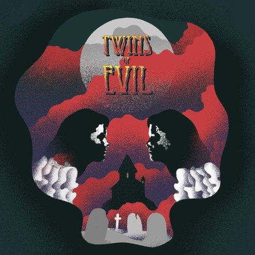 Twins Of Evil" vinyl record cover with skull and shadowy figures.