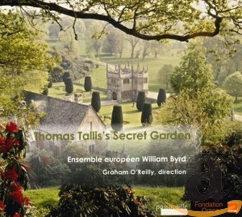CD cover: historic building in a garden, text “Thomas Tallis’ Secret Garden”.