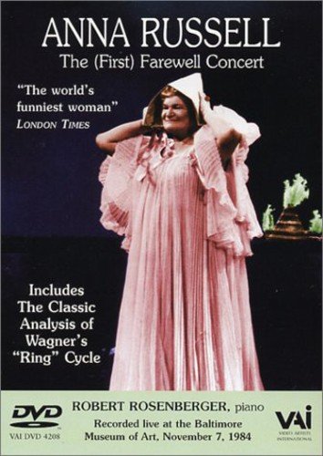 Anna Russell in pink gown with hat, DVD cover for farewell concert.