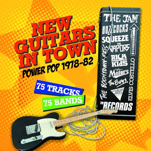 CD cover for “New Guitars In Town” featuring a guitar and band names.