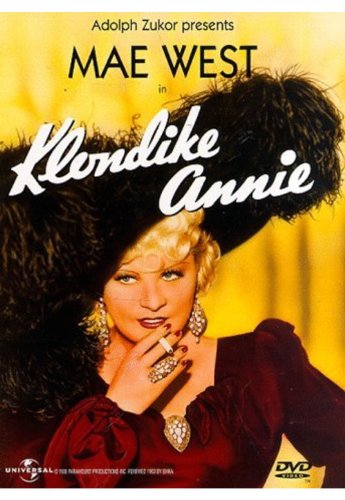DVD cover for "Klondike Annie" starring Mae West in a feathered hat.