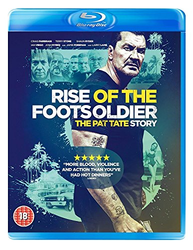 “Rise of the Footsoldier 3” Blu-ray cover featuring a man’s face and cast portraits.