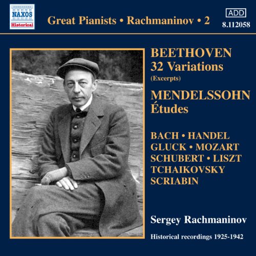 CD cover featuring a portrait of pianist Sergei Rachmaninov, 1925-1942.