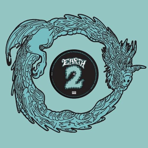 Vinyl record with a dragon-like creature illustration in a circular design.