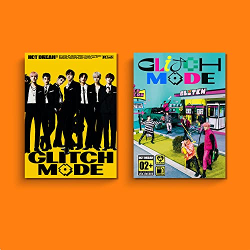 NCT Dream “Glitch Mode” album covers, group portrait and colorful street scene.