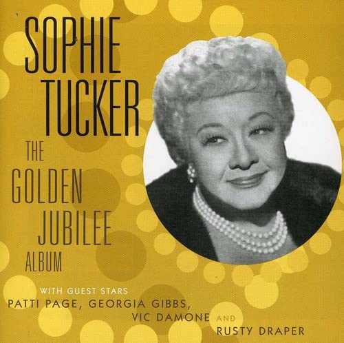 Sophie Tucker album cover, portrait of a smiling woman in a pearl necklace.