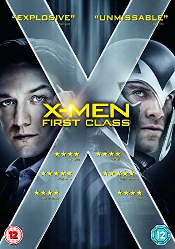 X-Men: First Class DVD cover featuring James McAvoy and Michael Fassbender.