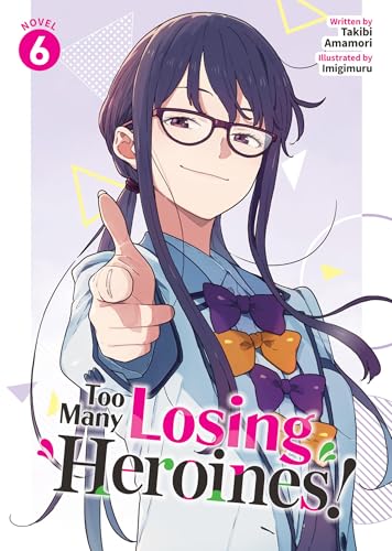 Anime-style illustration of a girl with glasses pointing forward on a light purple background.