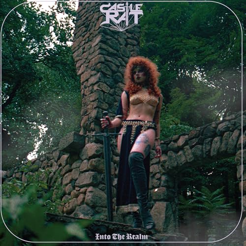 Album cover: person with sword stands before stone ruins.