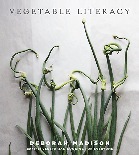 Cookbook cover, “Vegetable Literacy,” featuring green plant stalks and buds.