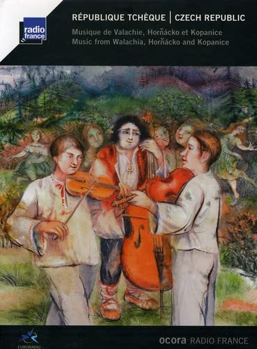 CD cover: painted folk musicians in traditional clothing, landscape background.