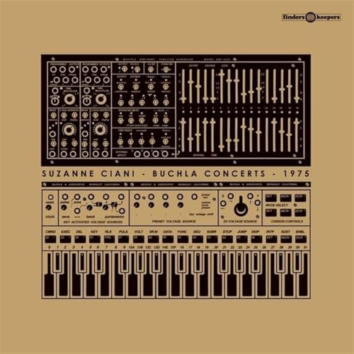 Suzanne Ciani's 1975 Buchla Concerts vinyl album cover, featuring a synthesizer panel.