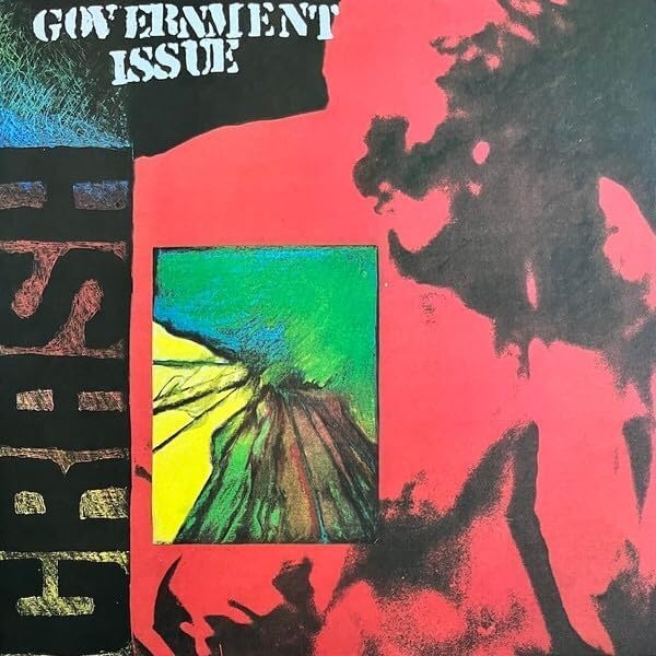 Government Issue "Crash" vinyl record cover, abstract red and black design.