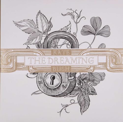 Kate Bush’s “The Dreaming” album cover with botanical and lock illustrations.