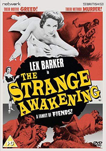 DVD cover for “The Strange Awakening” featuring a woman and shadowy figures.