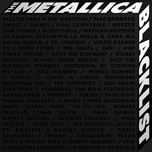 Metallica Blacklist 4CD cover with artist names in white text on black.