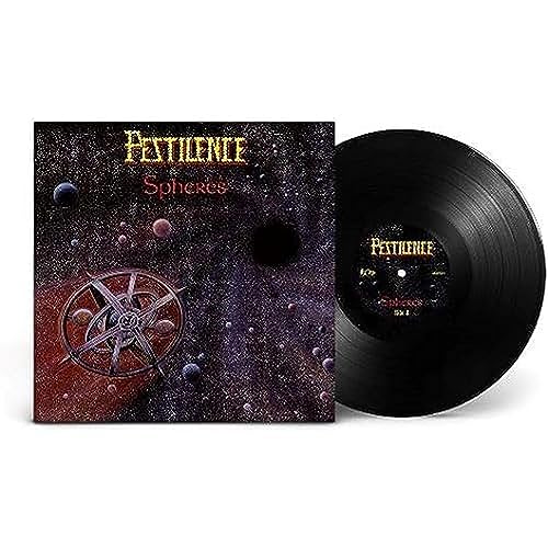 Pestilence - Spheres" vinyl record with cosmic, dark album art.