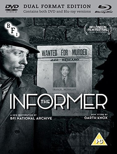 Blu-ray cover for "The Informer" featuring a man and a "Wanted" poster.