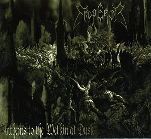 Emperor album cover: dark fantasy art with a dragon and forest scene.