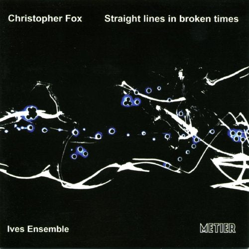 CD cover for "Straight Lines in Broken Times" with abstract white lines on black.