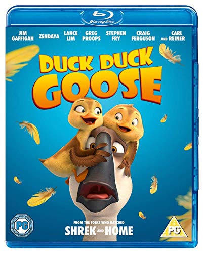 Duck Duck Goose" Blu-ray cover featuring cartoon ducks and a goose.