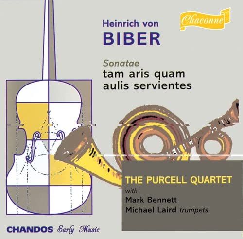 CD cover for Biber’s “Sonatae” featuring violin, trumpet, and quartet details.
