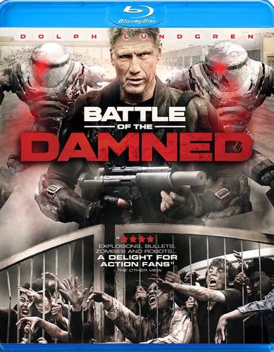 Battle of the Damned" Blu-ray cover featuring Dolph Lundgren and robotic figures.