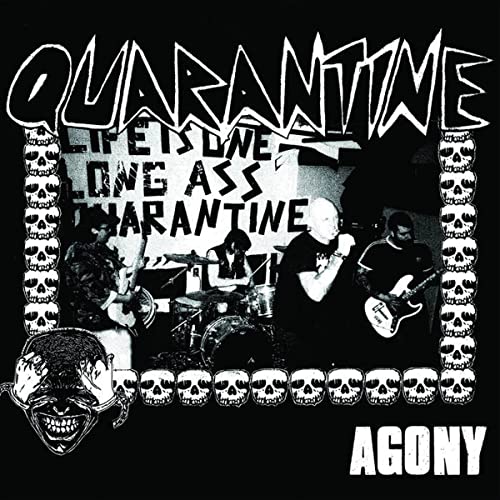 Black and white album cover featuring a punk band and skull imagery.