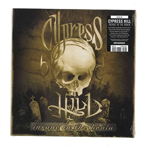Cypress Hill Insane in the Brain 7-inch vinyl cover featuring a skull and graveyard.