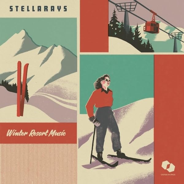 Retro-style album cover depicting a skier and winter mountain scene.