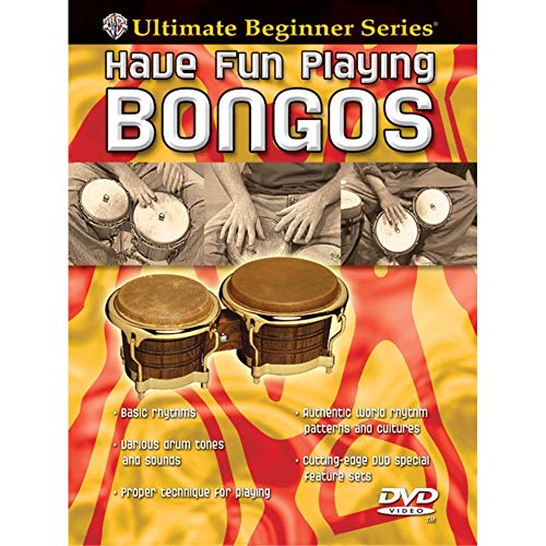 DVD cover for bongo drumming lessons, showing hands playing drums.