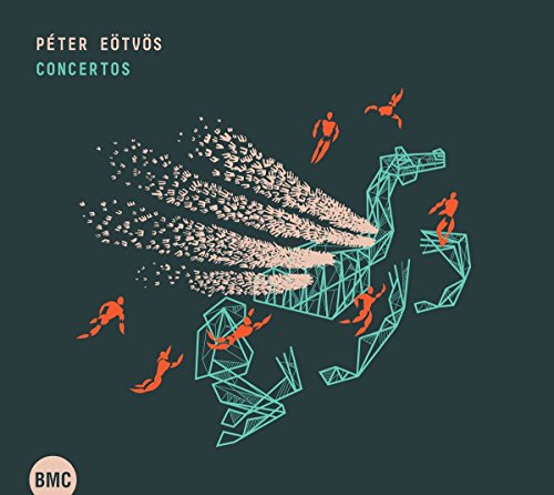 CD cover for Péter Eötvös’ “Concertos” with abstract figures and lines.