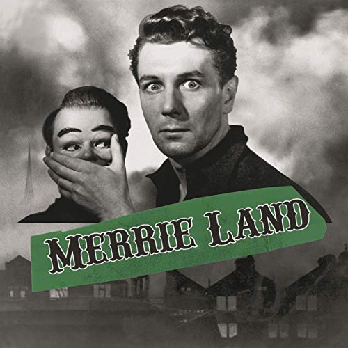 Black and white portrait of a man with a surprised expression, album cover.