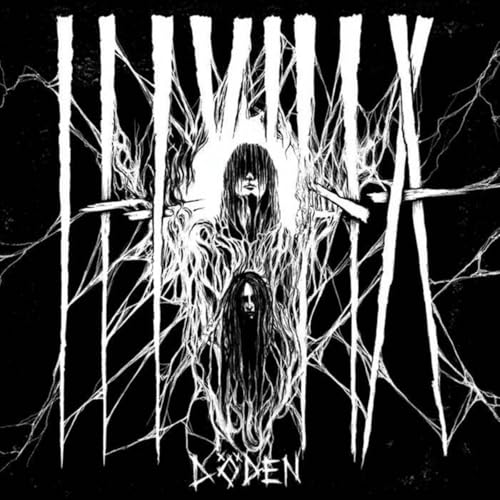 Black and white album cover featuring a figure with long hair amidst thorny branches.