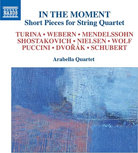 CD cover for “In The Moment” by Arabella Quartet, abstract art.