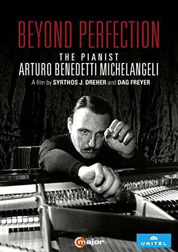 Black and white DVD cover featuring pianist Arturo Benedetti Michelangeli.