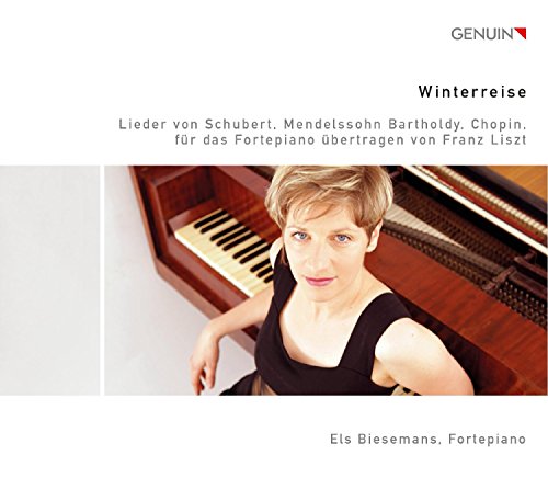 CD cover: Els Biesemans at a piano, titled “Winterreise”.