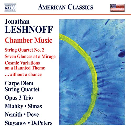 CD cover for Leshnoff’s Chamber Music, featuring blue and yellow abstract art.