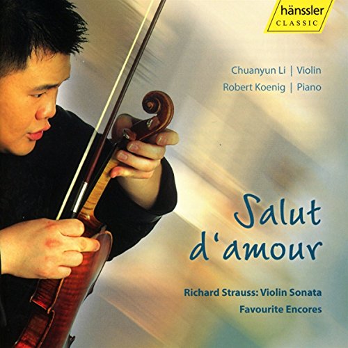 CD cover featuring a violinist playing, with text “Salut d’Amour”.