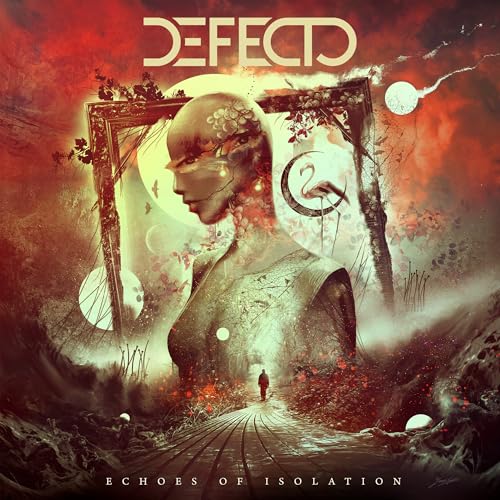 Album cover for "Defecto - Echoes Of Isolation" featuring a surreal, distorted portrait.