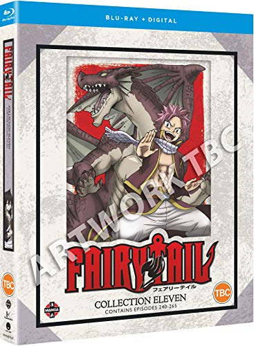 Blu-ray case for "Fairy Tail Collection 11" featuring anime characters and a dragon.