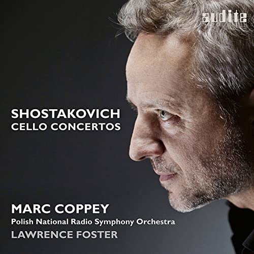CD cover featuring a portrait of cellist Marc Coppey and text details.