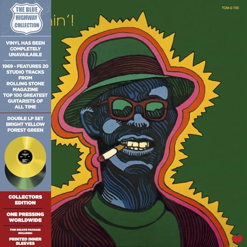 Album cover for Lightnin’ Hopkins’ “Lightnin!” on bright green vinyl.