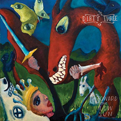 Album cover: surreal painting of a red beast, butterflies, and figures.