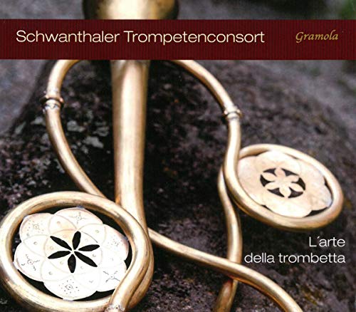 CD cover featuring golden baroque trumpets and floral designs.