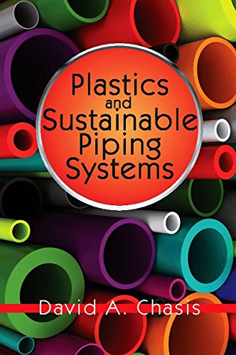 Book cover: "Plastics and Sustainable Piping Systems" with colorful pipes.