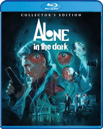 “Alone in the Dark” Blu-ray cover with distressed figures and a haunted house.