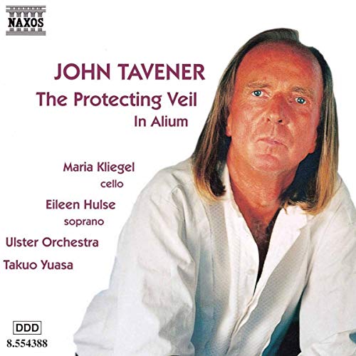CD cover featuring portrait of composer John Tavener and musician credits.