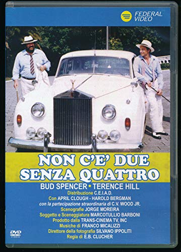 DVD cover for "Non C'è Due Senza Quattro" featuring two men and a car.
